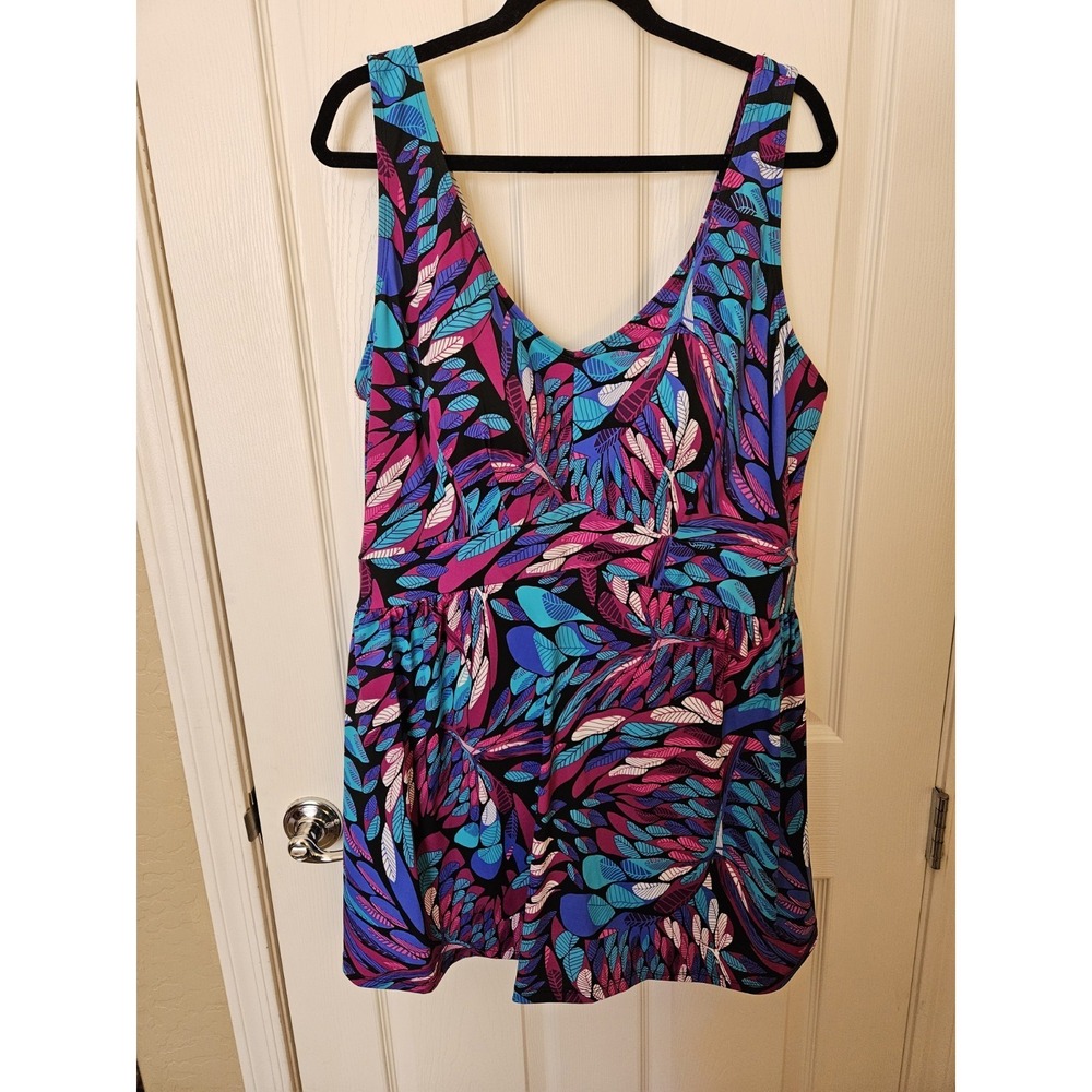 Swim Suits For All Floral Padded Skirted Swimsuit Tennis Dress Padded, Plus 26